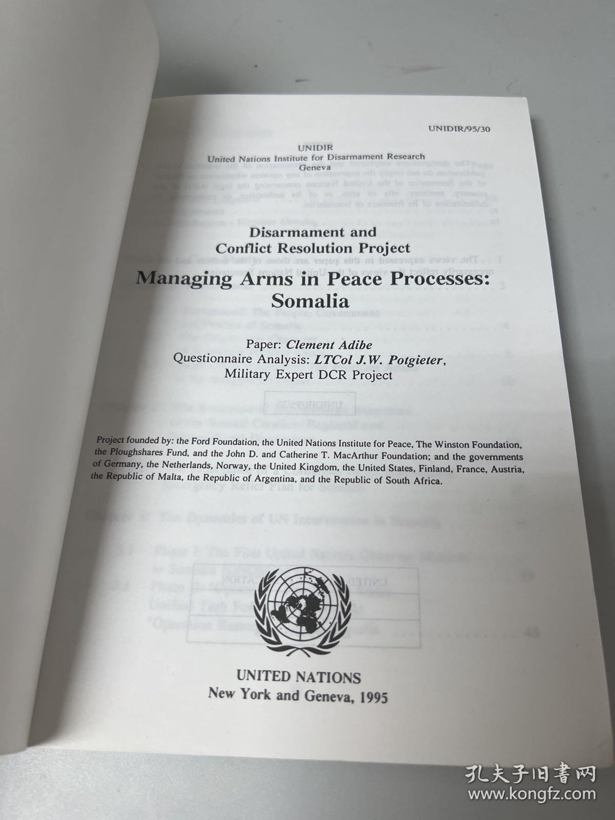Managing Arms in Peace Processes: Somalia
