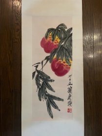 双寿图 纸本立轴68*26