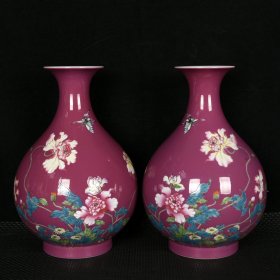 《精品放漏》雍正胭脂红玉壶春瓶——清代瓷器收藏