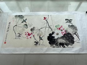 浙江画家郑子龙的书画作品一副，长133厘米宽67厘米，卖400元