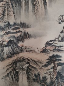 刘浩山水立轴（手工旧裱，天津画家）