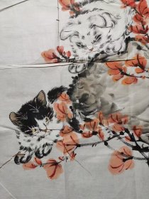 刘方亭《猫戏圖》作品一帧。