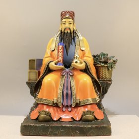 药王孙思邈铜彩人物摆件 千金方 新唐本草摆件