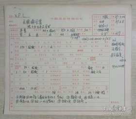 九十年代三联书店责任设计赵学兰填写《玄圃论学集·熊十力生平与学术》“书籍设计印制说明”出版资料一页两面，自然旧，品好如图。