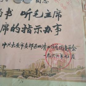 学习毛泽东著作积极分子奖状(带毛主席头像)