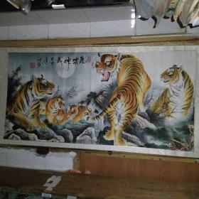 虎啸神威 国画 上山虎 画心约 127× 62 cm