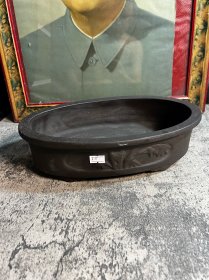 80年代，模制兰花紫砂花盆一只y