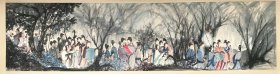 国画作品《丽人行》，纯手绘精品国画，家中老人收藏多年，尺寸90 × 357 cm