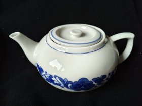 磁州窑 邯郸美玉牌 翡翠青花瓷 青花芙蓉茶壶【怀旧收藏】【老物件儿】·