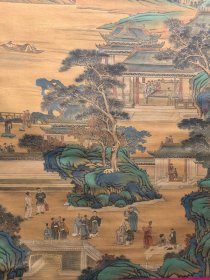 （精品字画） 绢本溪山雅集图98.3X187.3