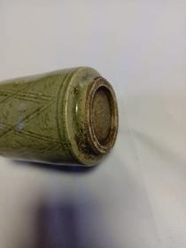 青釉筒瓶 高12公分  无残完整