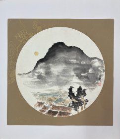 设色山水软卡纸镜心