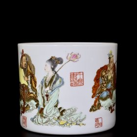 清乾隆珐琅彩八仙人物纹笔筒 18/22厘米