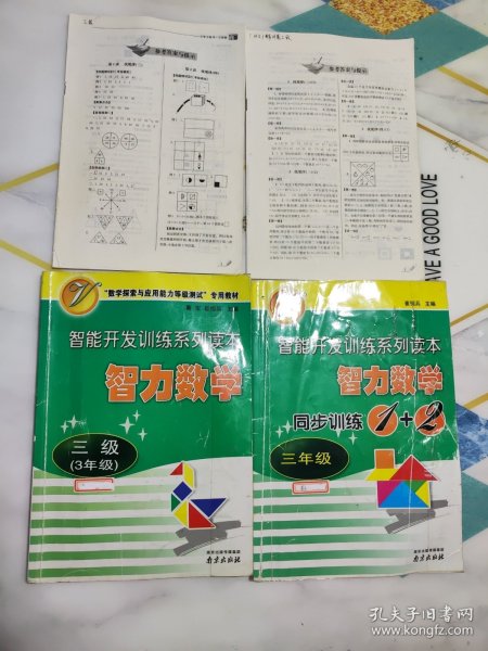 智能开发训练系列读本:智力数学三级（3年级）+智力数学同步训练1+2 三年级【2本合售】有答案