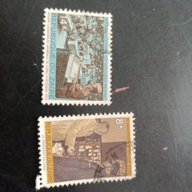 1973年扎伊尔发行扎伊尔外交邮票2枚，其中有一枚毛主席接见扎伊尔总统非常少见，市场价较高，本店邮品满25元包邮，本店还在孔网开“韶州邮社”