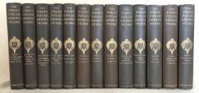 1906年 The Works of Shakespeare The First Folio 《莎士比亚全集第一对开本》豪华烫金皮革纹路精装本，13本全 两侧书口毛边 书顶刷金 18.5X13.5CM