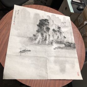 北京山水画家，王兆德作品《漓江雾色》长65x59保真，王兆德，北京美术家协会会员，北京湖社画会理事，北京中国书画研究社理事，北京陶然书画院理事