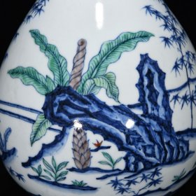 明宣德青花五彩岁寒三友纹玉壶春瓶尺寸31*19厘米
