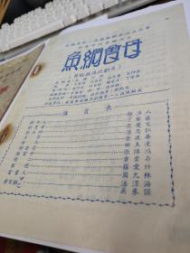 1956年安庆市黄梅戏剧团演出传统戏《渔网会母》节目单老戏单，罗爱文，丁紫臣 ，金建华，潘忠仁，田玉莲，张传鸿，方云寿，罗爱祥，周九林，吴来保，潘泽海(黄梅戏男旦演员)，此戏就是根据潘泽海口述整理的 ，稀少绝版，品见图。