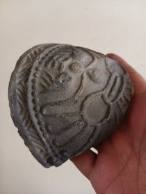 黑陶制香插 背面有缺损 长11.8