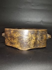 古董 古玩收藏 铜器 铜香炉 传世铜炉 回流铜香炉 纯铜香炉 长16厘米，宽10厘米，高5.5厘米，重量2.8斤