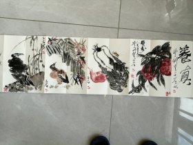 手绘国画12折册页养真册