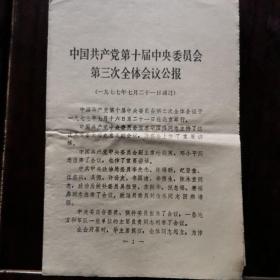 中国共产党第十届中央委员会第三次全体会议公报
