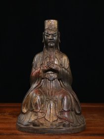 纯铜泥金撒朱砂老佛像一尊 高24厘米长15.5厘米宽11厘米重1700克