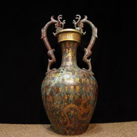 铜——错金铭文双龙瓶 直径25.5cm高50cm 重12斤