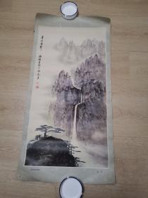 年画：梅钧青山泉声图 77-37cm