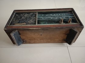 老收音机 淄博海鹰牌 不好用前玻璃有裂破损 摆件道具收藏 38×14×20