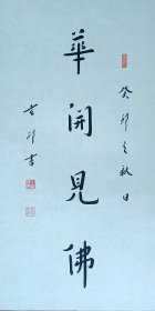 玄印法师，1989年入伍服兵役，自幼酷爱书画，1990年进修于天津书画进修学院，并多次在全国性书展中获奖。1993年于圆霖长老座下研习书法，参学于国内各大丛林。现任南京云谷书画院副院长，中国国际茶文化书画院画师。书法15一幅34x68纸本软片。保真包退。
