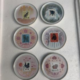 生肖邮票艺术瓷盘  南昌邮票公司出品（六个盘合售）