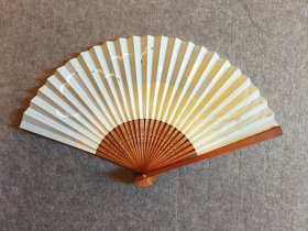 金浪上的鸥 日本回流京扇纸扇 手绘品，扇高19Cm，展开最宽幅35Cm，自然旧品。