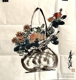 秦华国画斗方花卉389