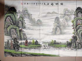 画家 刘磊 小六尺山水《福地雅居》178x68厘米 字画为宣纸水墨纯手绘，因为后期还需要装裱才能悬挂，画芯折叠装信封发货 惠民价