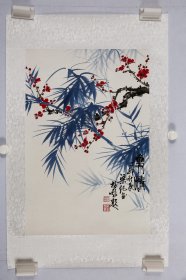 梁纪画，单柏钦题写，68*45厘米