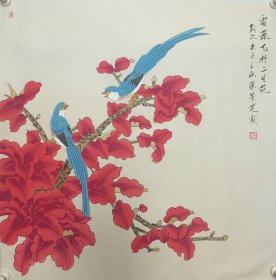 双喜临门工笔花鸟