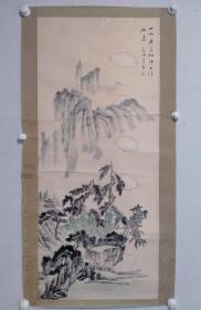 保真书画，老画一幅，高岫云山水作品一幅，纸本镜心.尺寸：105.5*46