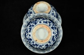 旧藏 明永乐青花缠枝莲纹压手杯 高5厘米 直径9.5厘米