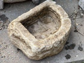 明清时期，老汉白玉石水仙盆：包老30/26/11cm
