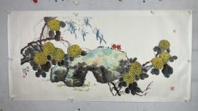 张大羽  尺寸  138/68  镜片 
1965年生于山东济南，自幼习画。1998年入北京画院研习花鸟画，系统地学习国画技艺，画艺渐精。2005年研修于北京荣宝斋画院首届中国画高级研修班。 国家一级画师、北京画院专业画家、中国画研究院院专业画家、北京圆明画苑签约画家。 其作品曾在山东美术馆、中国美术馆举办个人画展，众多作品被相关艺术机构及海内外个人藏家收藏。