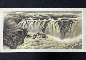 水墨黄河国画作品未落款山水画水墨山水画气势磅礴黄河山水画卷轴国画作品玄关画走廊画书房画客厅画