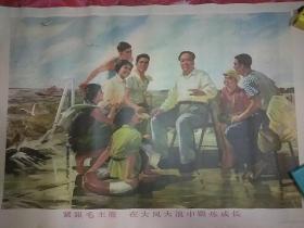 紧跟毛主席在大风大浪中锻炼成长1966年人民体育出版社一版一印2开宣传画