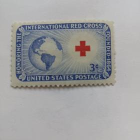 美国邮票1952年红十字与地球1全 雕刻版