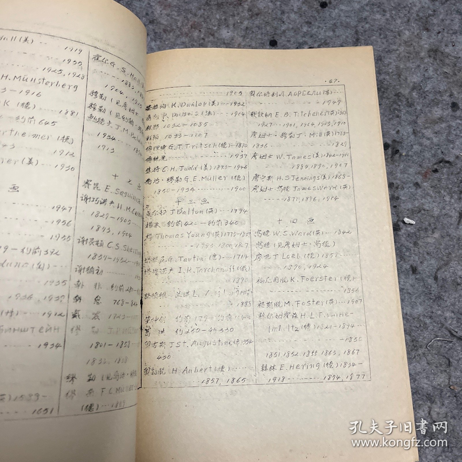 心理学史大事年表