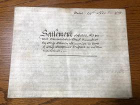 1835年 羊皮纸英文契约 关于1000英镑的年金股份支付 少见 字体精美 附两份小手稿带水印 5枚完好印章 整体保存非常好 装裱精品！巨幅76*58厘米
