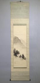 日本名家绘画：汤川松堂《春山樱发图》（保真）