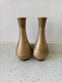 纯铜小对花瓶