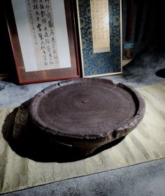 碳化香樟木大茶盘 干泡台 实木果盘